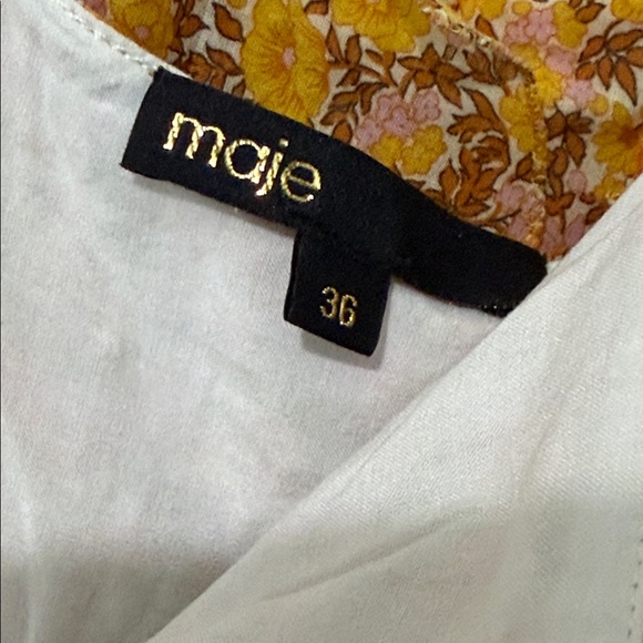 MAJE Rissol Floral Ruffle Sleeveless Cotton Dress US Size Small - Picture 11 of 16